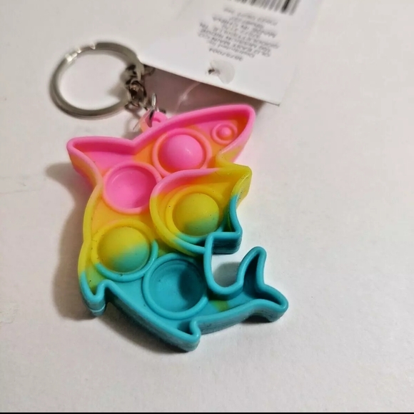 Bubble Pop Snap Shark Keychain Zipper Pull Backpack Charm Multicolor Rainbow - Picture 6 of 6